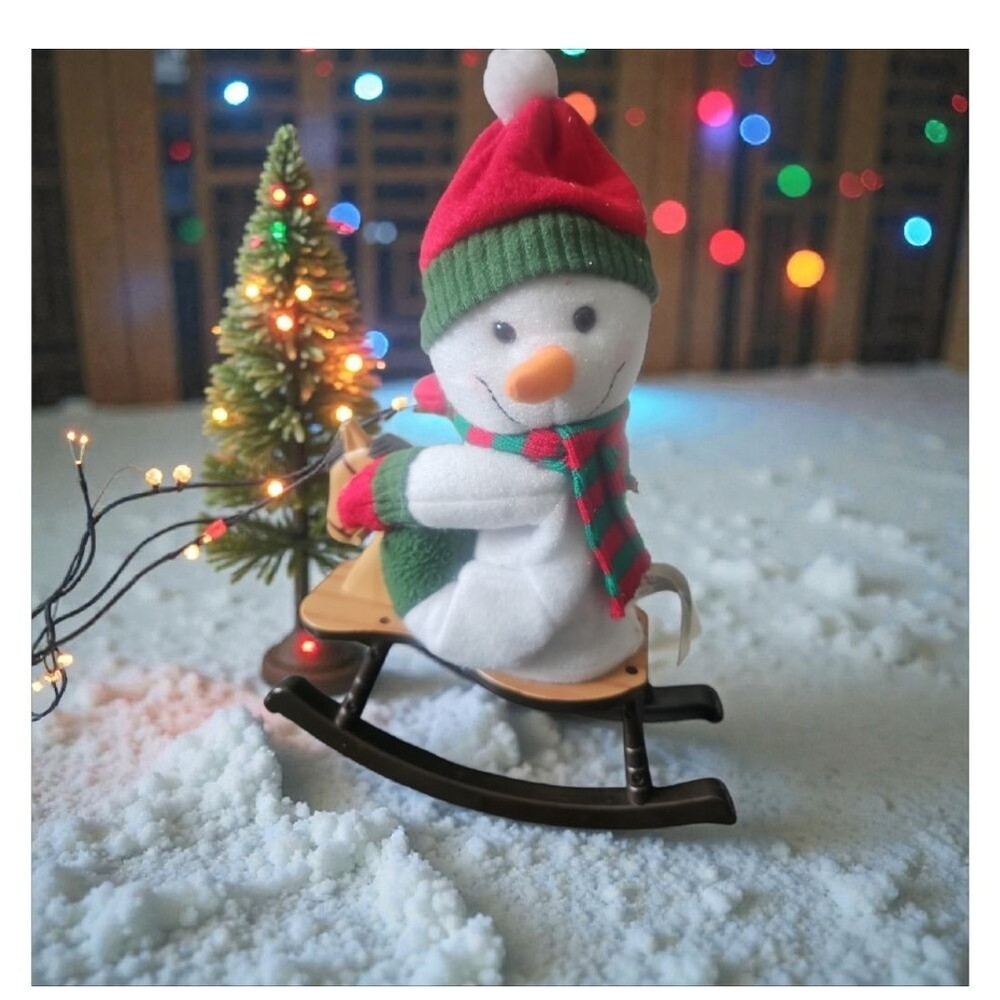 Festive Snowman on Rocking Horse Decor